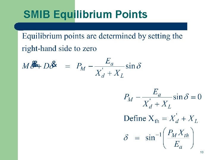 SMIB Equilibrium Points 13 