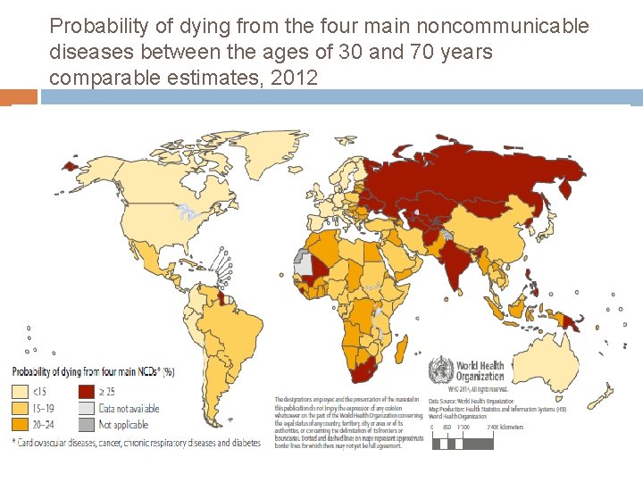 Probability of dying from the four main noncommunicable diseases between the ages of 30