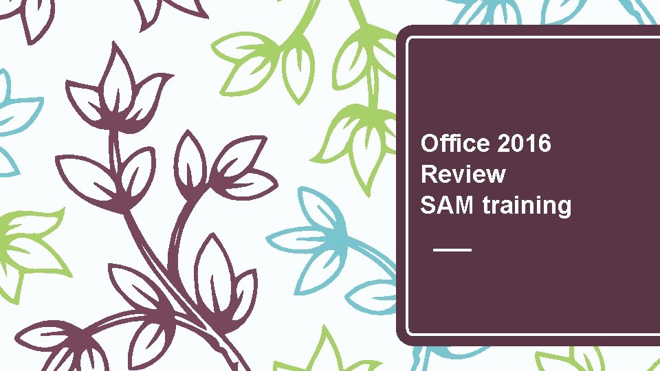 Office 2016 Review SAM training 