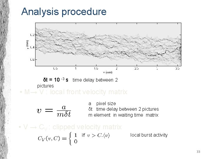 Analysis procedure • Final waiting time matrix : M δt = 10 -3 s