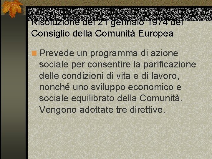 Risoluzione del 21 gennaio 1974 del Consiglio della Comunità Europea n Prevede un programma