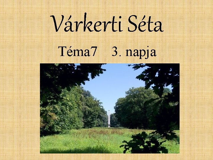 Várkerti Séta Téma 7 3. napja 