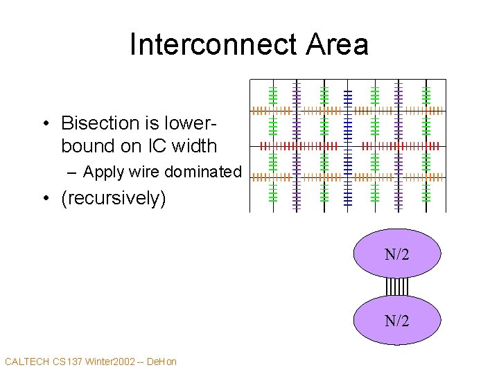 Interconnect Area • Bisection is lowerbound on IC width – Apply wire dominated •