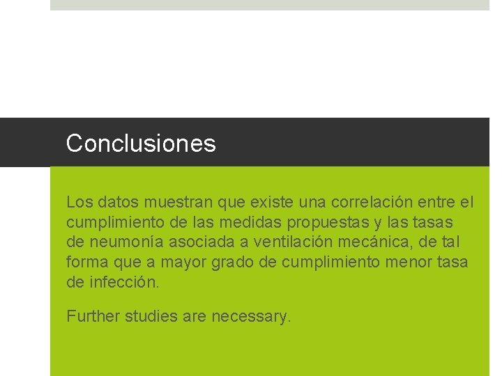 Conclusiones Los datos muestran que existe una correlación entre el cumplimiento de las medidas