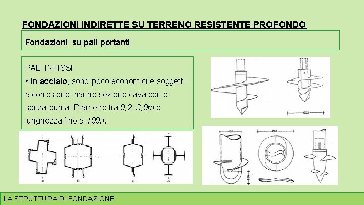 FONDAZIONI INDIRETTE SU TERRENO RESISTENTE PROFONDO Fondazioni su pali portanti PALI INFISSI • in