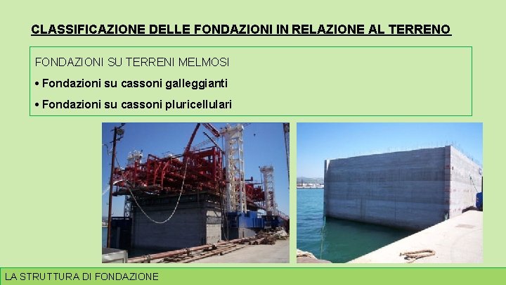 CLASSIFICAZIONE DELLE FONDAZIONI IN RELAZIONE AL TERRENO FONDAZIONI SU TERRENI MELMOSI • Fondazioni su