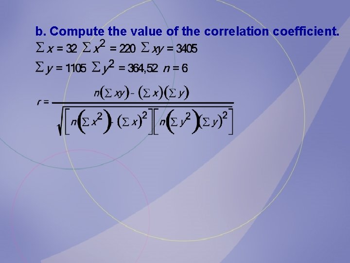 b. Compute the value of the correlation coefficient. 