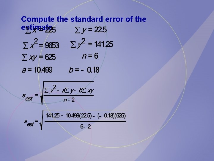 Compute the standard error of the estimate. 