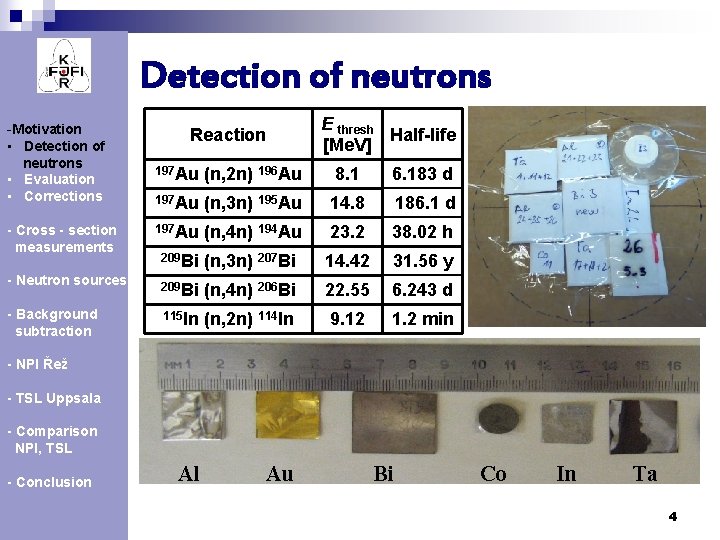 Detection of neutrons -Motivation • Detection of neutrons • Evaluation • Corrections - Cross