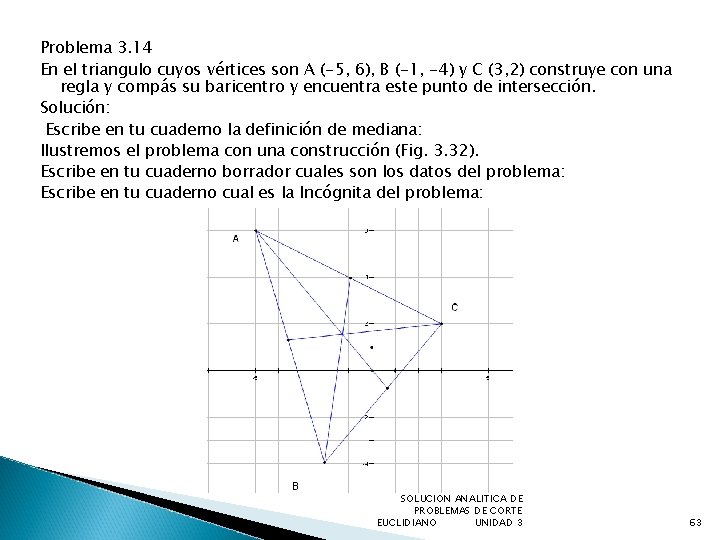 Problema 3. 14 En el triangulo cuyos vértices son A (-5, 6), B (-1,