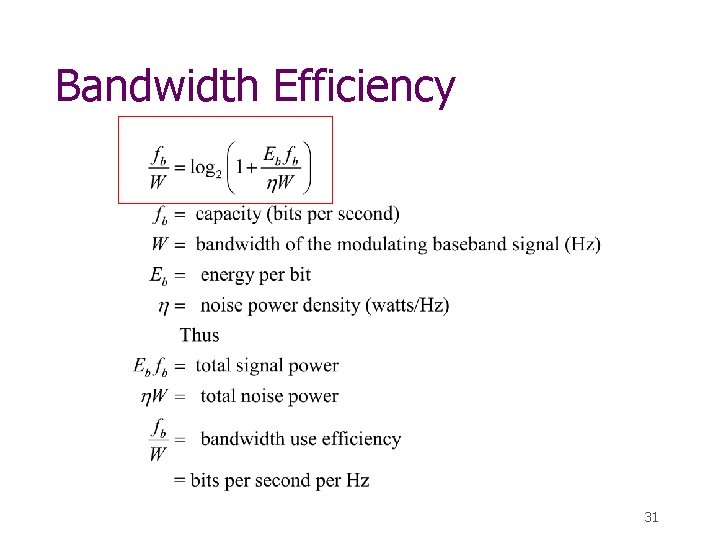 Bandwidth Efficiency 31 