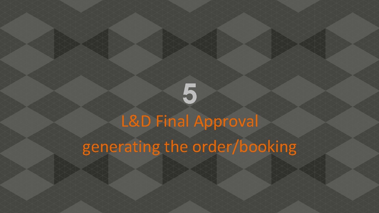 5 L&D Final Approval generating the order/booking 