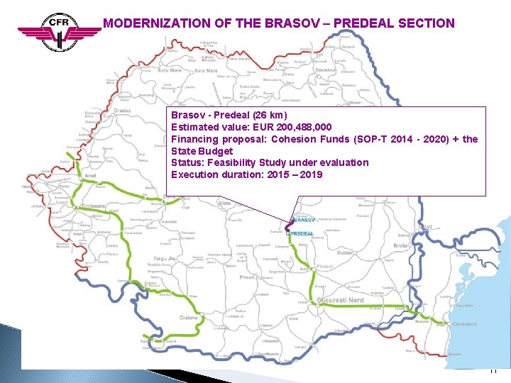 MODERNIZATION OF THE BRASOV – PREDEAL SECTION Brasov - Predeal (26 km) Estimated value: MODERNIZATION OF THE BRASOV – PREDEAL SECTION Brasov - Predeal (26 km) Estimated value: