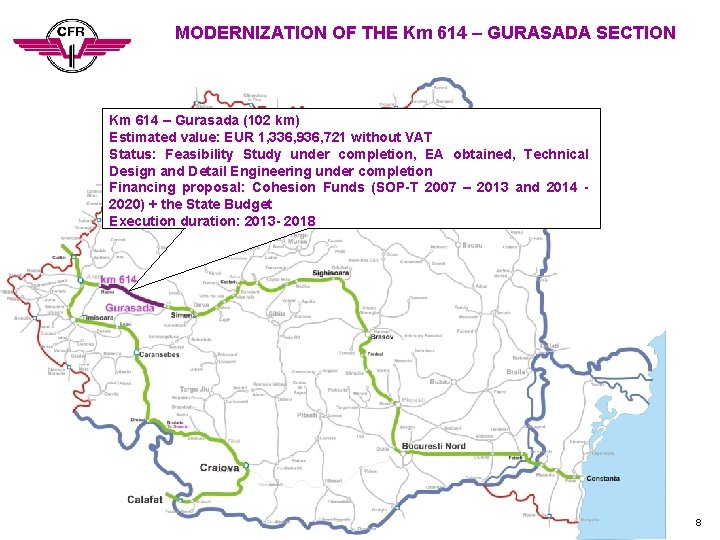 MODERNIZATION OF THE Km 614 – GURASADA SECTION Km 614 – Gurasada (102 km) MODERNIZATION OF THE Km 614 – GURASADA SECTION Km 614 – Gurasada (102 km)