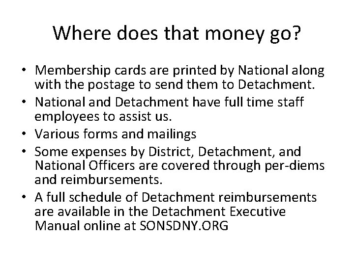 Where does that money go? • Membership cards are printed by National along with