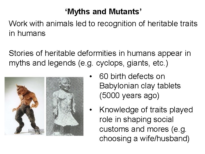 ‘Myths and Mutants’ Work with animals led to recognition of heritable traits in humans