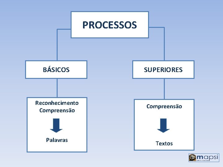 PROCESSOS BÁSICOS SUPERIORES Reconhecimento Compreensão Palavras Textos 