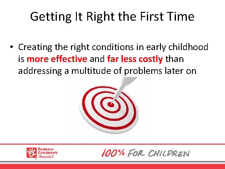 Getting It Right the First Time • Creating the right conditions in early childhood