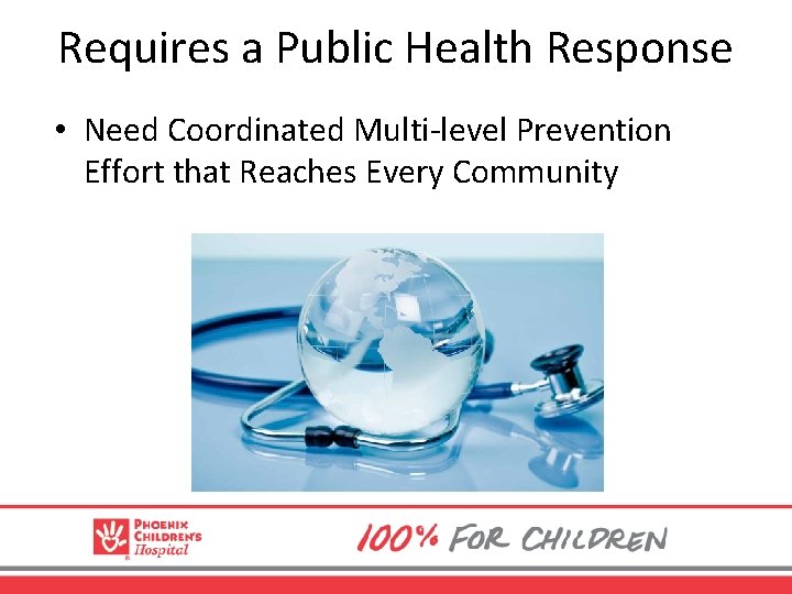 Requires a Public Health Response • Need Coordinated Multi-level Prevention Effort that Reaches Every