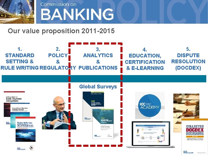 Our value proposition 2011 -2015 1. 2. 3. STANDARD POLICY ANALYTICS SETTING & &
