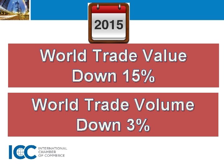 World Trade Value Down 15% World Trade Volume Down 3% 