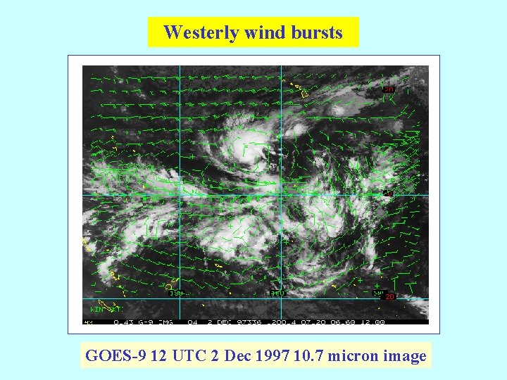 Westerly wind bursts GOES-9 12 UTC 2 Dec 1997 10. 7 micron image 