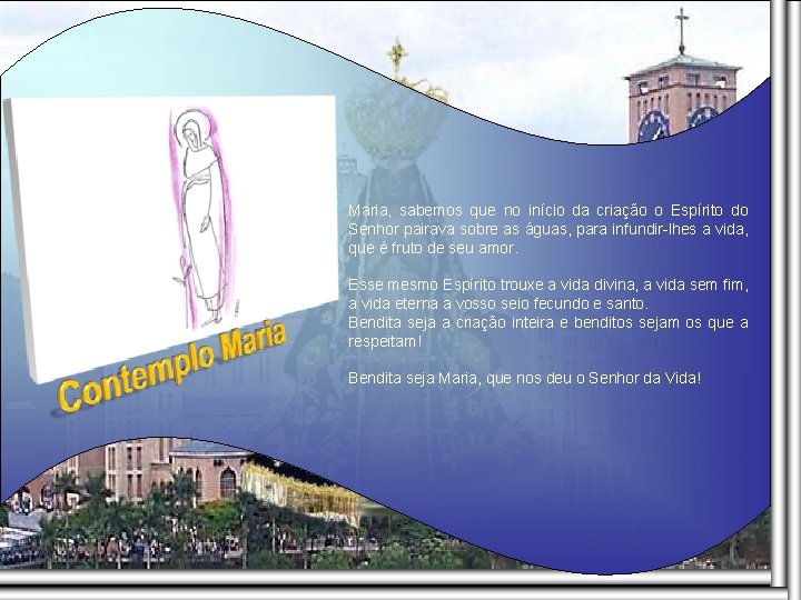 Maria, sabemos que no início da criação o Espírito do Senhor pairava sobre as