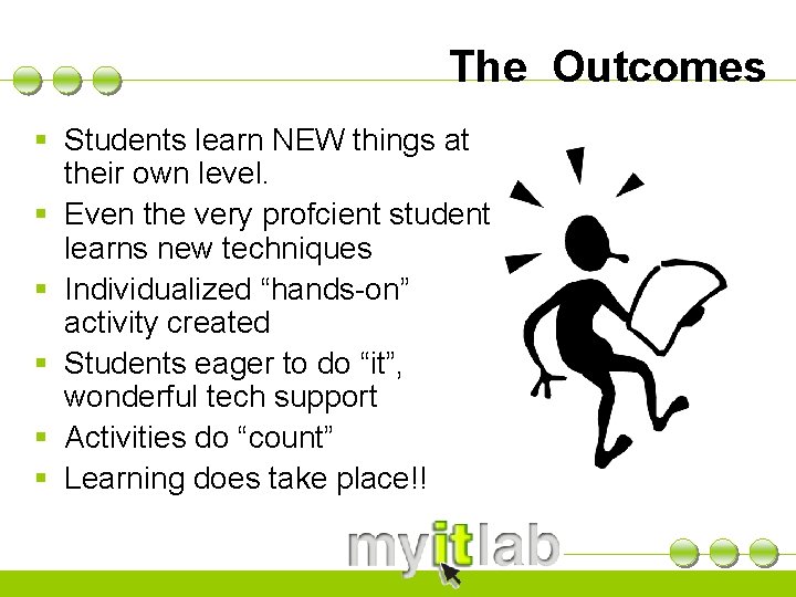 The Outcomes § Students learn NEW things at their own level. § Even the