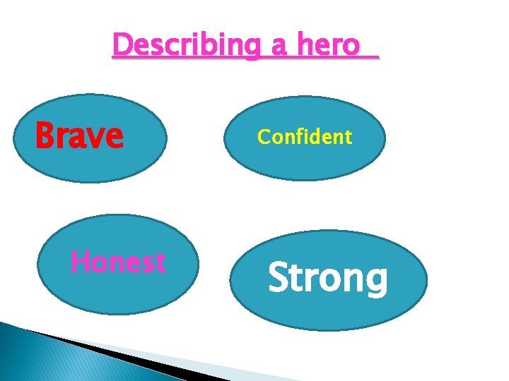 Describing a hero Brave Honest Confident Strong 