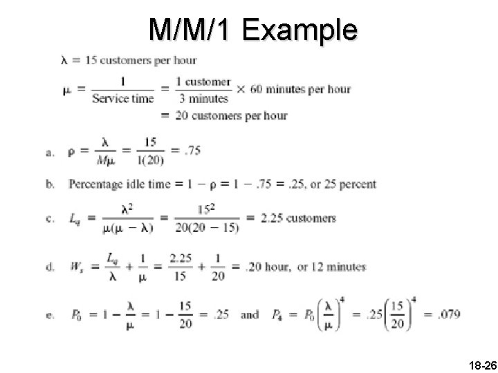 M/M/1 Example 18 -26 