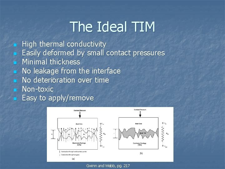 The Ideal TIM n n n n High thermal conductivity Easily deformed by small