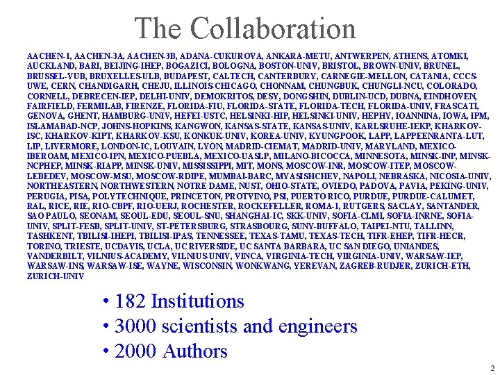 The Collaboration AACHEN-1, AACHEN-3 A, AACHEN-3 B, ADANA-CUKUROVA, ANKARA-METU, ANTWERPEN, ATHENS, ATOMKI, AUCKLAND, BARI,