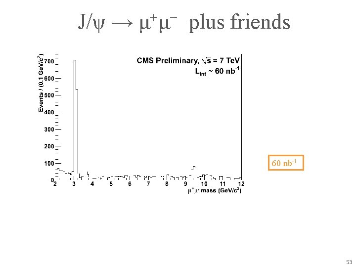 J/ψ → μ+μ− plus friends 60 nb-1 53 