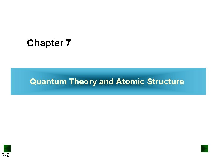 Chapter 7 Quantum Theory and Atomic Structure 7 -2 