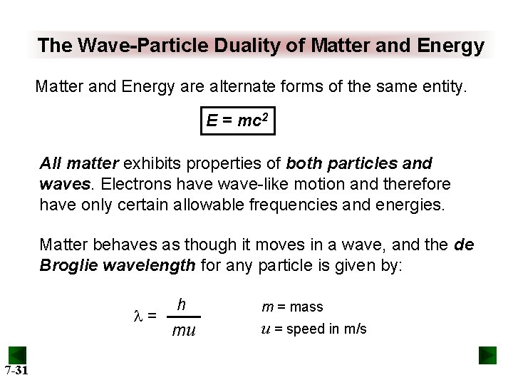 The Wave-Particle Duality of Matter and Energy are alternate forms of the same entity.