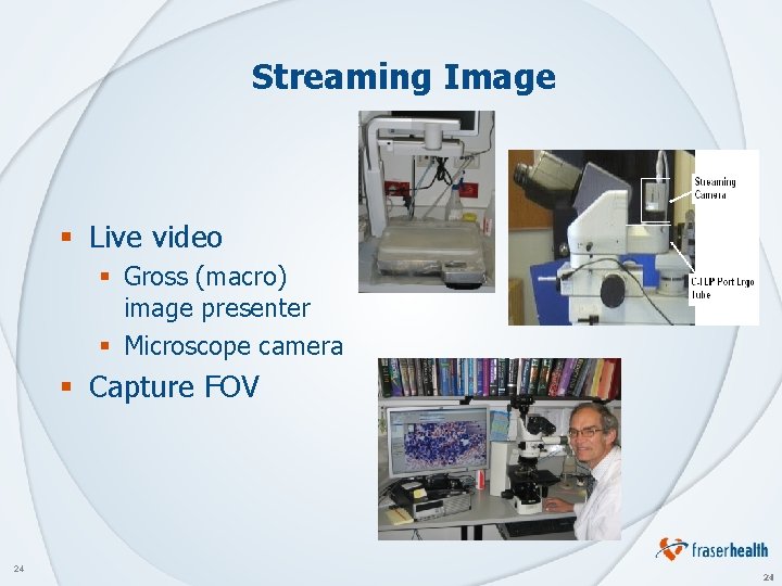Streaming Image § Live video § Gross (macro) image presenter § Microscope camera §