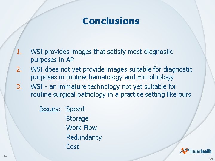 Conclusions 1. 2. 3. WSI provides images that satisfy most diagnostic purposes in AP