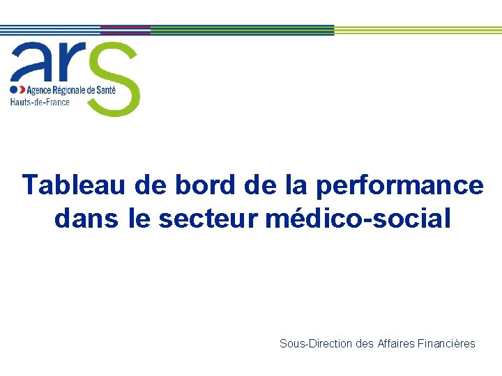Tableau de bord de la performance dans le secteur médico-social Sous-Direction des Affaires Financières