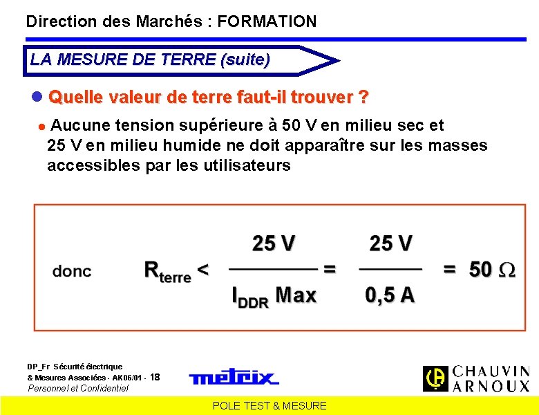 Direction des Marchés : FORMATION LA MESURE DE TERRE (suite) Quelle valeur de terre