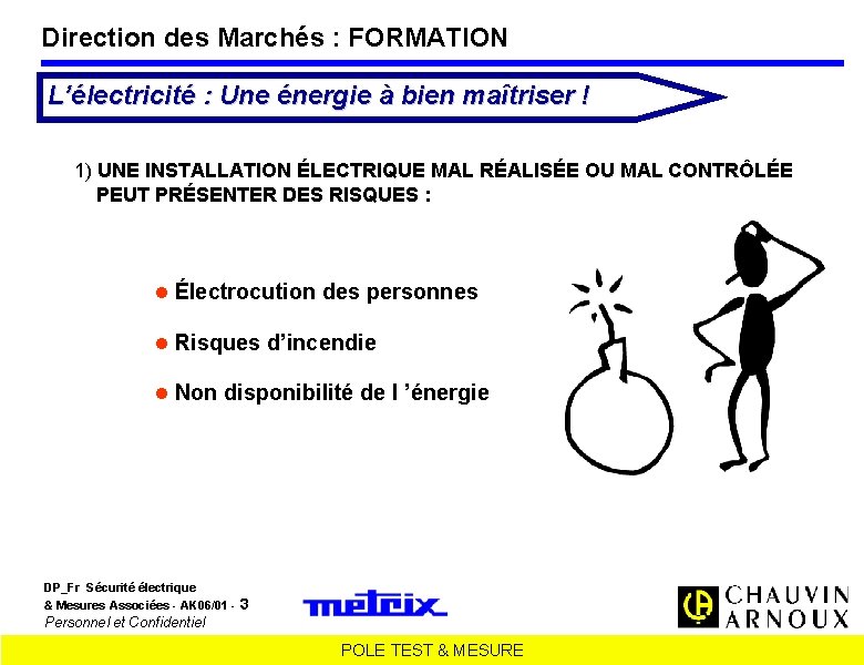 Direction des Marchés : FORMATION L’électricité : Une énergie à bien maîtriser ! 1)