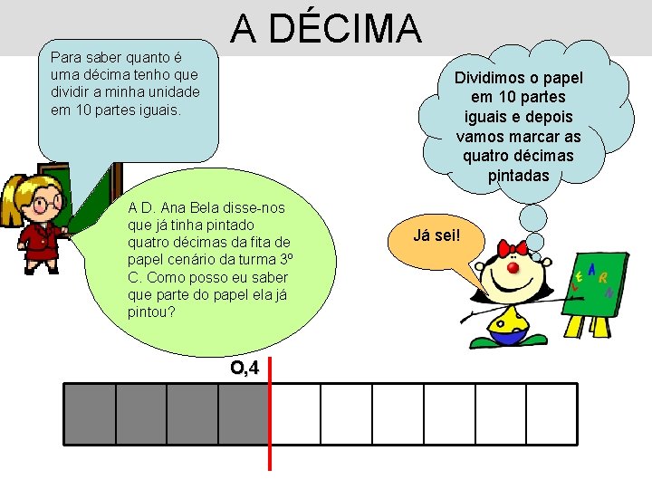 Para saber quanto é uma décima tenho que dividir a minha unidade em 10