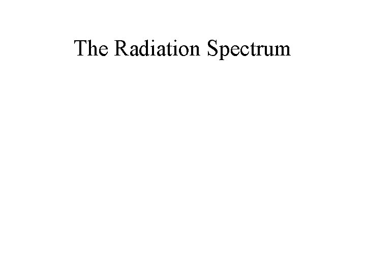 The Radiation Spectrum 