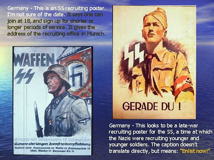 Germany - This is an SS recruiting poster. I'm not sure of the date.