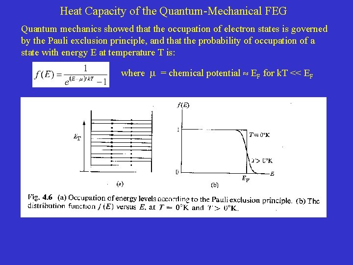 Heat Capacity of the Quantum-Mechanical FEG Quantum mechanics showed that the occupation of electron Heat Capacity of the Quantum-Mechanical FEG Quantum mechanics showed that the occupation of electron