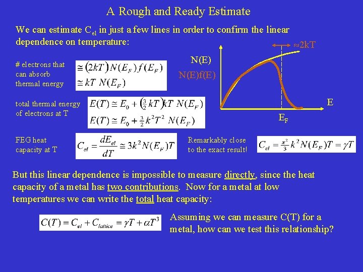 A Rough and Ready Estimate We can estimate Cel in just a few lines A Rough and Ready Estimate We can estimate Cel in just a few lines