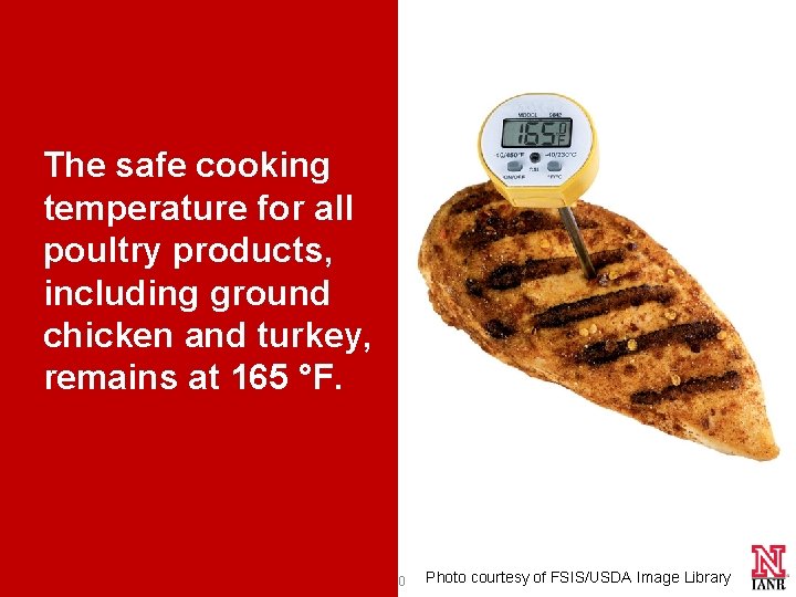 The safe cooking temperature for all poultry products, including ground chicken and turkey, remains The safe cooking temperature for all poultry products, including ground chicken and turkey, remains