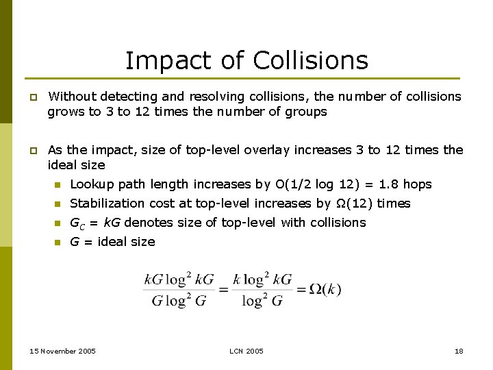 Impact of Collisions p Without detecting and resolving collisions, the number of collisions grows