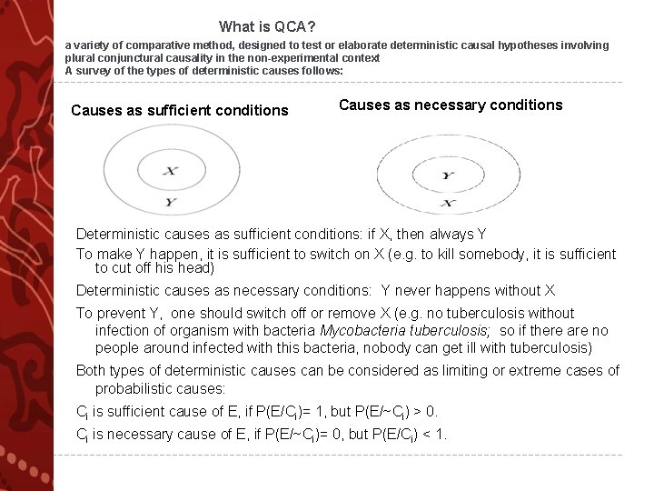  What is QCA? a variety of comparative method, designed to test or elaborate