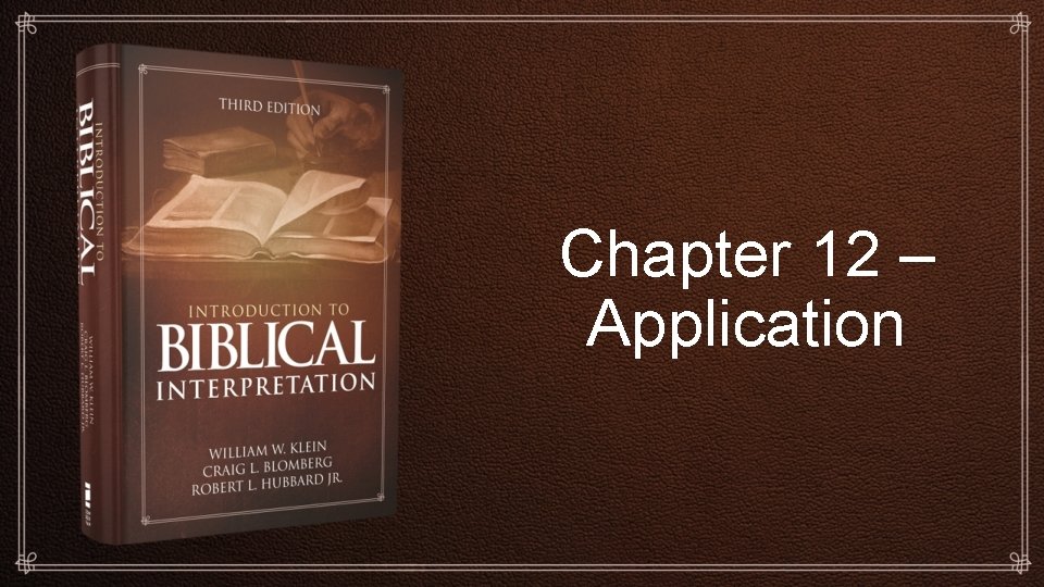 Chapter 12 – Application 