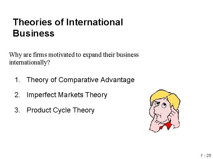 Theories of International Business Why are firms motivated to expand their business internationally? 1. Theories of International Business Why are firms motivated to expand their business internationally? 1.